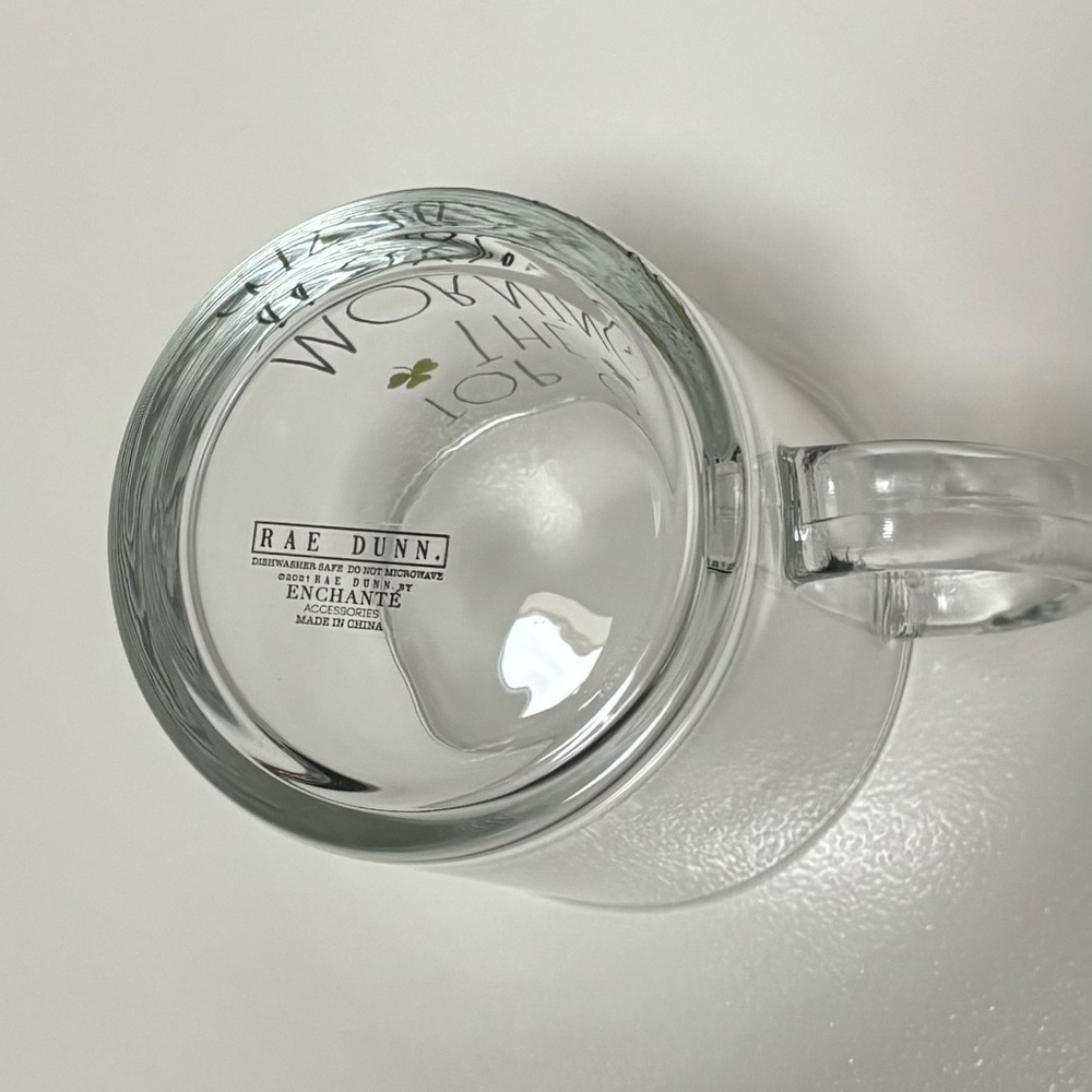 Rae Dunn “Top O’ the morning” Glass Coffee Mug - Picture 4 of 7